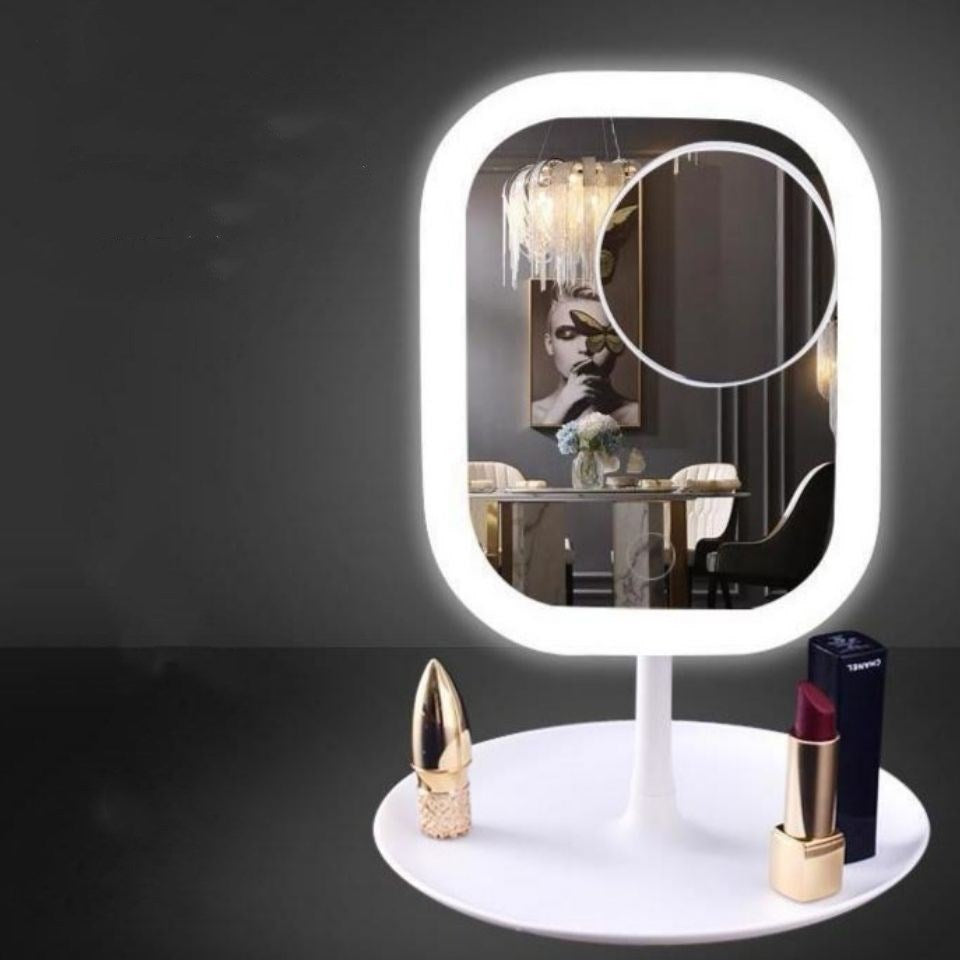 Espejo de escritorio, espejo de tocador con bombilla, luz de relleno, maquillaje de belleza