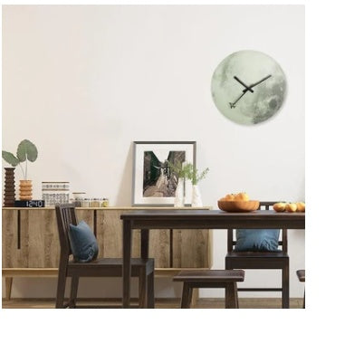 Reloj de pared luminoso moderno de madera, reloj de luna