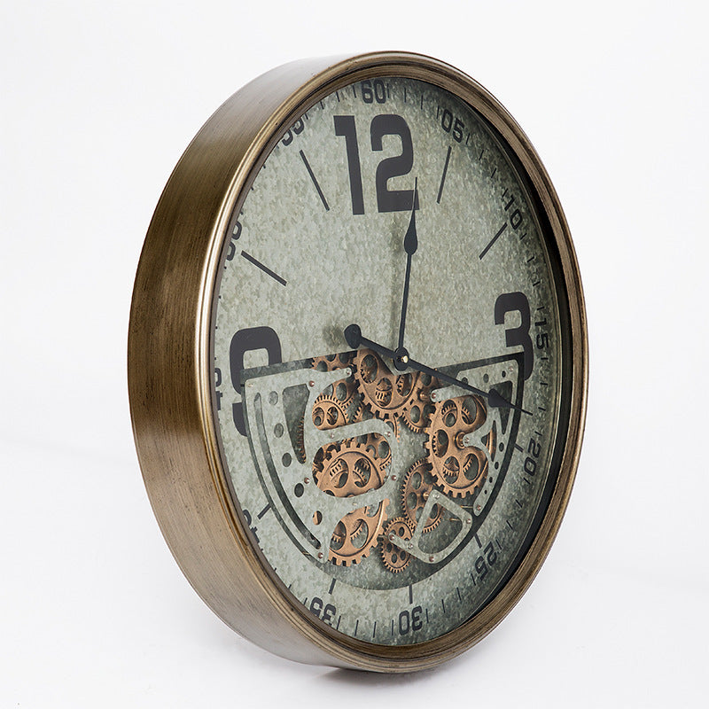 Reloj de pared creativo con engranajes metálicos