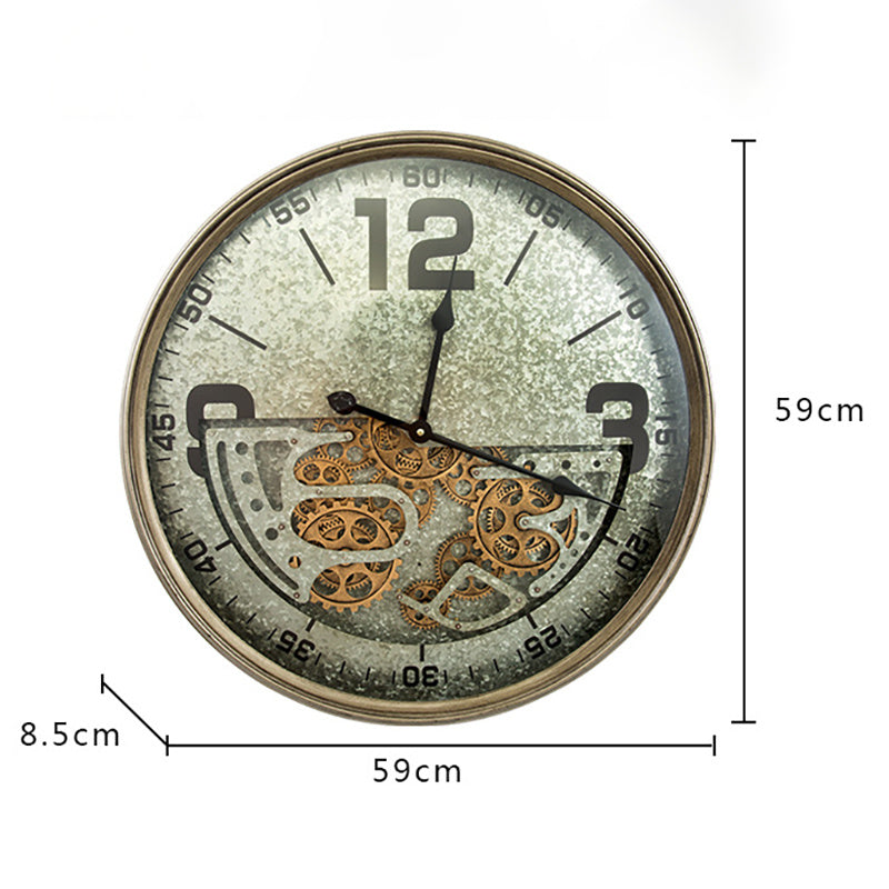 Reloj de pared creativo con engranajes metálicos