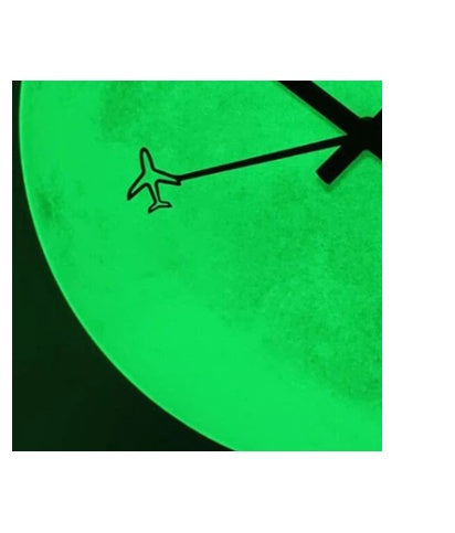 Reloj de pared luminoso moderno de madera, reloj de luna
