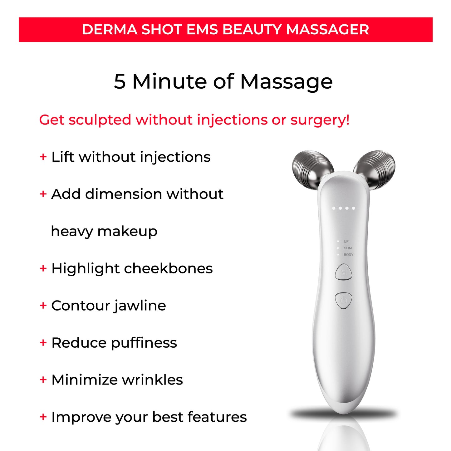 Masajeador facial adelgazante con rodillo de microcorriente de 2 ruedas, moldeador, reafirmante de la piel, belleza facial en V