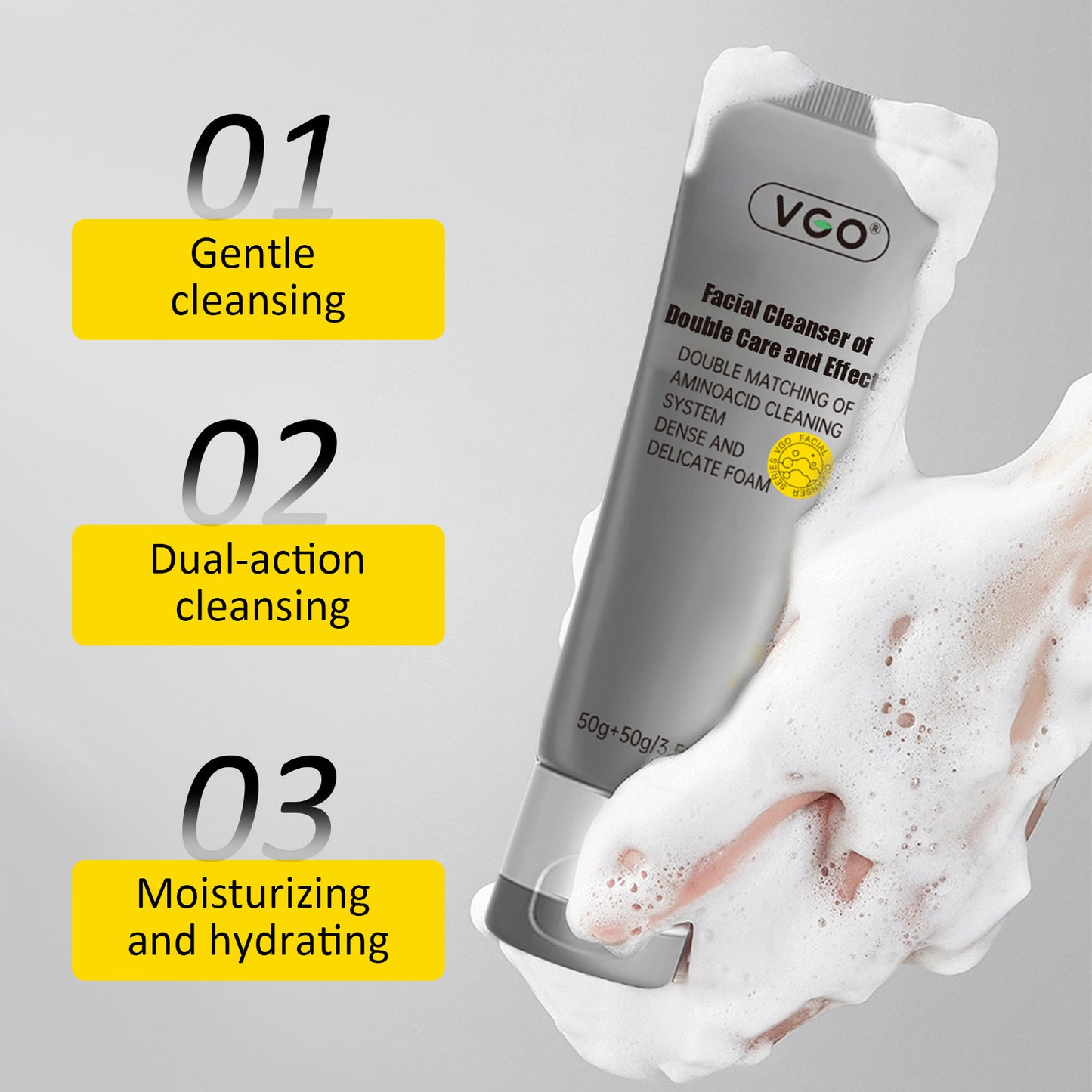 Limpiador facial de doble cuidado y efectos