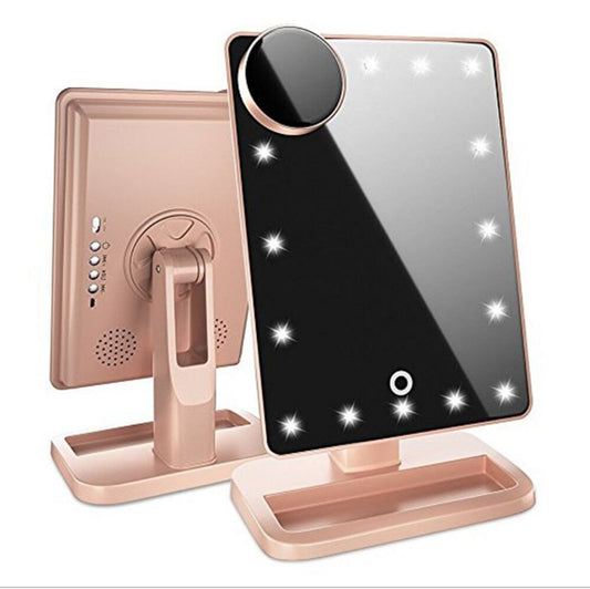 Espejo de maquillaje con pantalla táctil y Luces LED, altavoz Bluetooth