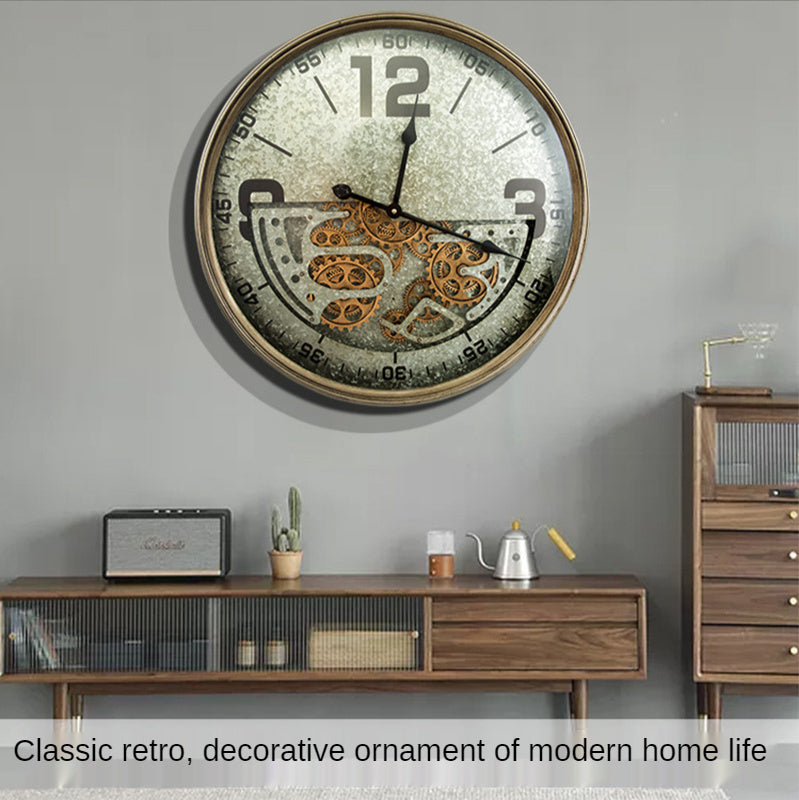 Reloj de pared creativo con engranajes metálicos